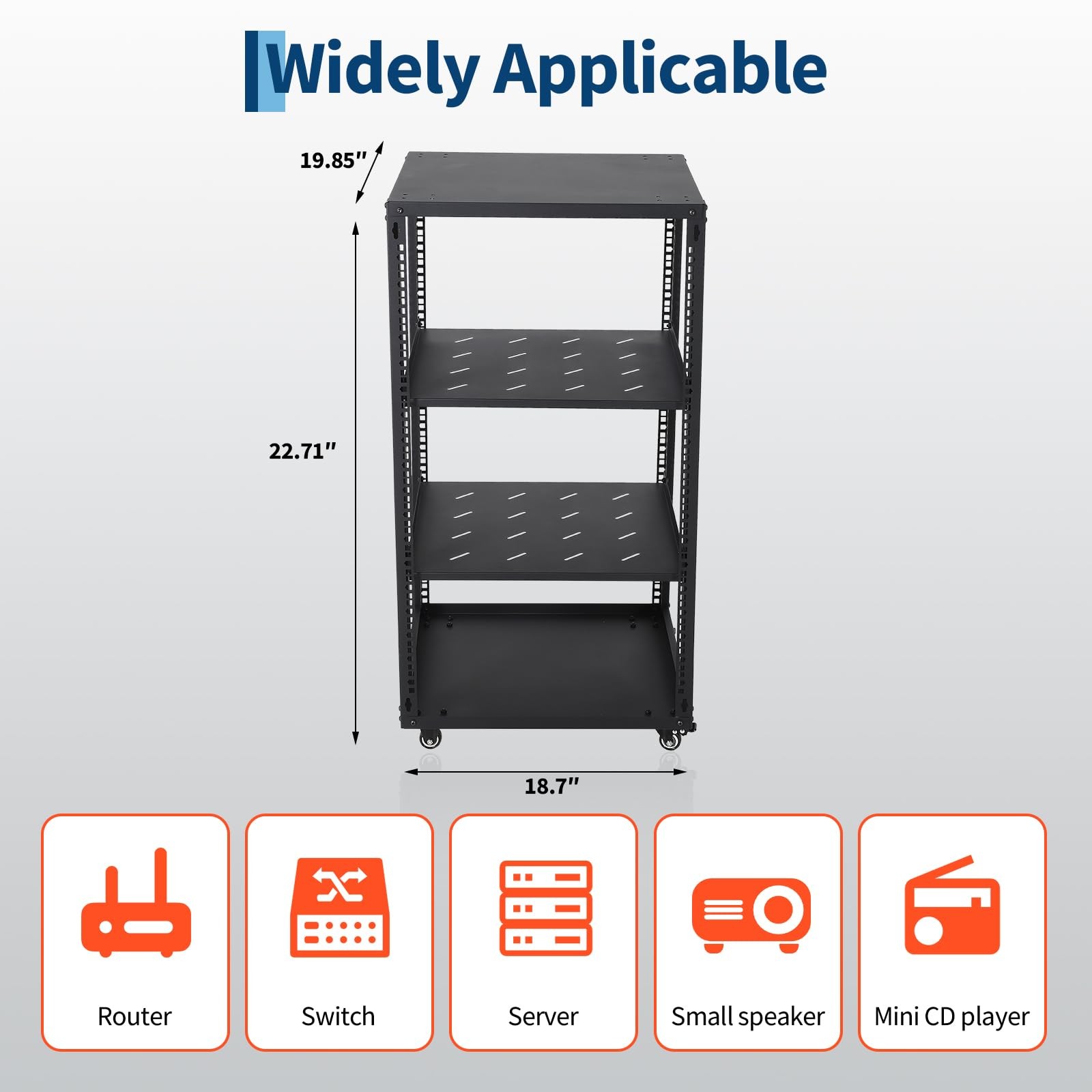 Network Rack 12U with Casters Heavy Duty Open Frame Network Server Rack For IT