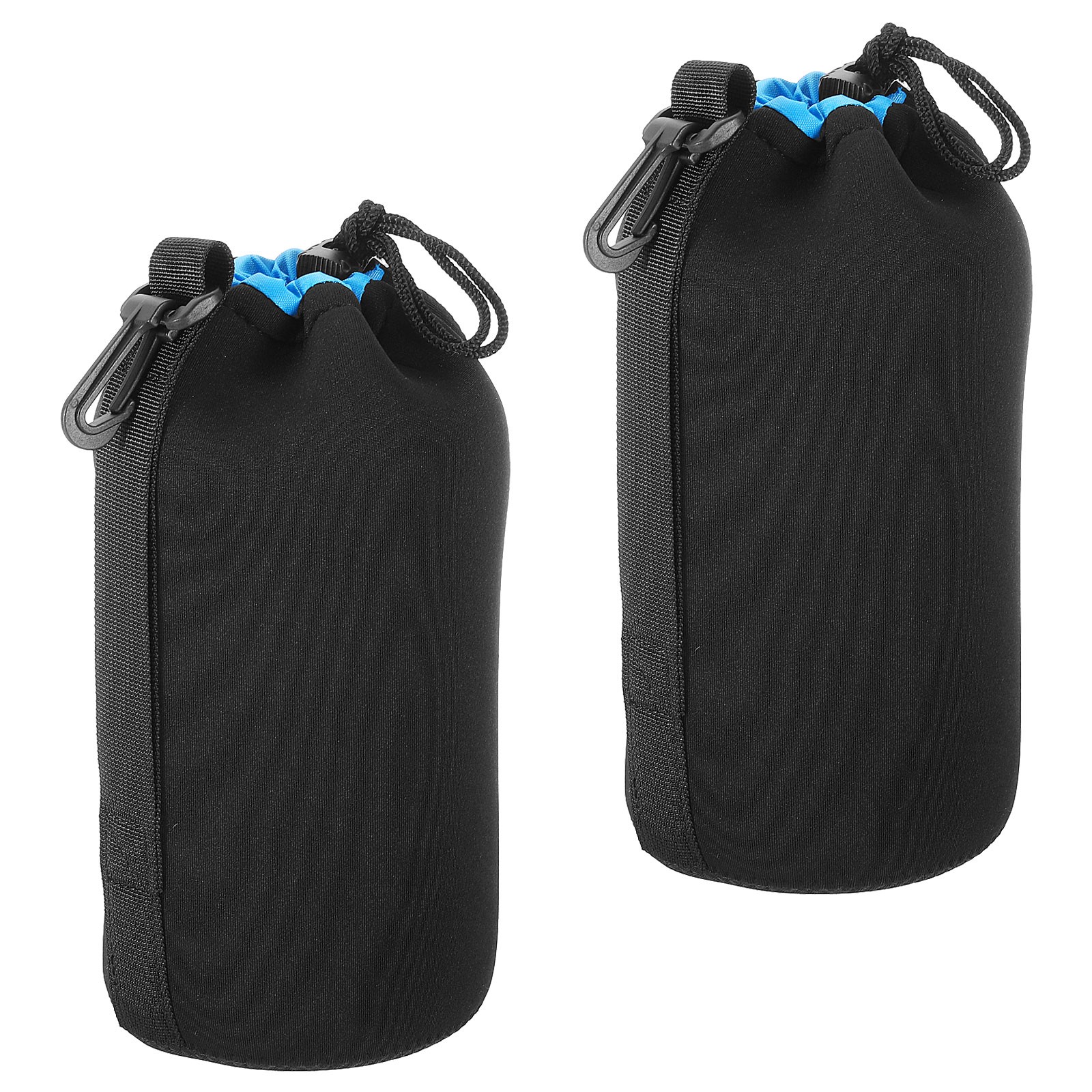2Pcs 3.9" IDx9.8" H Camera Lens Bag with Thick Protective Neoprene Black Blue