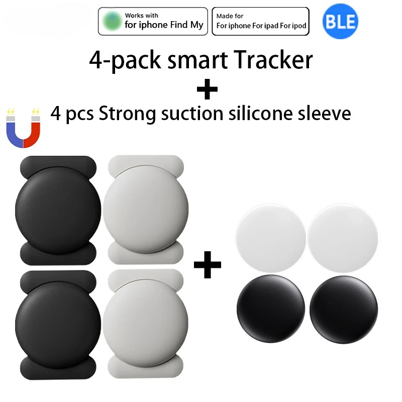4Pack Smart Tracker GPS Tag for iPhone iPad Android Magnetic Suction Sleeve Case