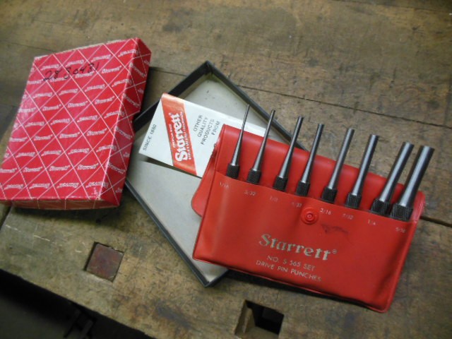 vintage Starrett #S565PC 8pc pin punch set clean old precision tool