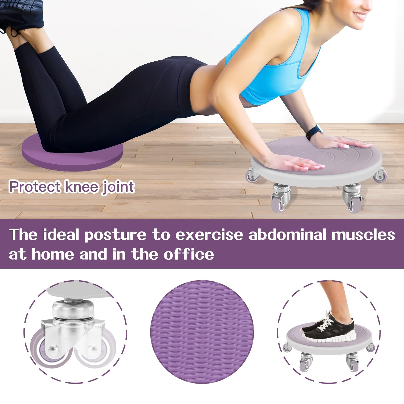 6 Caster Ab Roller, Ab Exercise Equipment with Knee Pads, Ab Roller Wheel for...