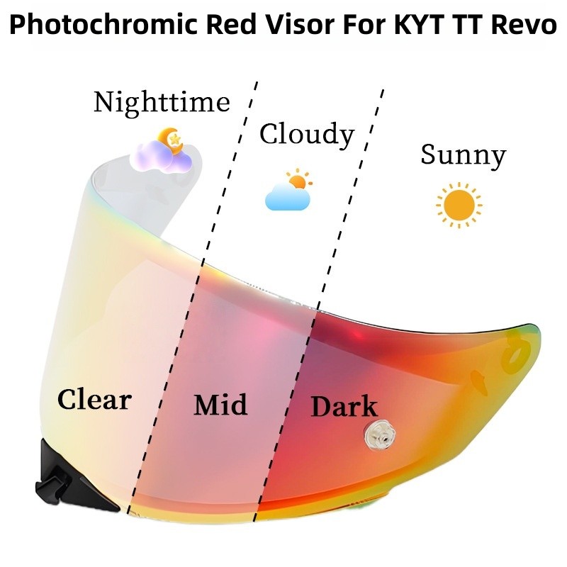 Photochromic Red/Blue Visor Lenses Fits For KYT TT REVO Motorcycle Helmet Shield