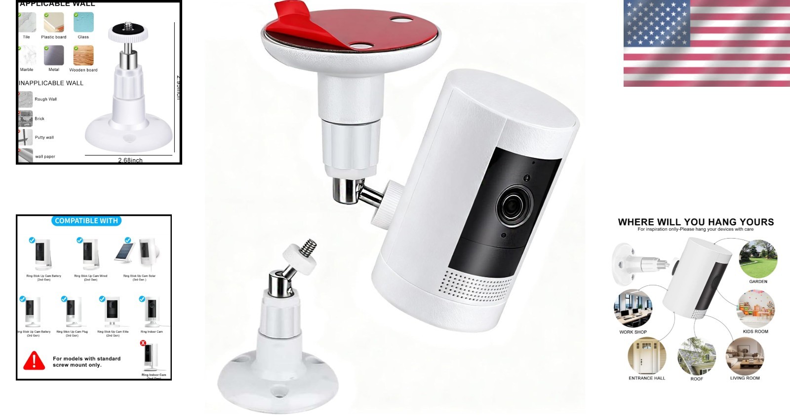 Universal Security Camera Mount Holder with 360° Rotation - Easy Installation