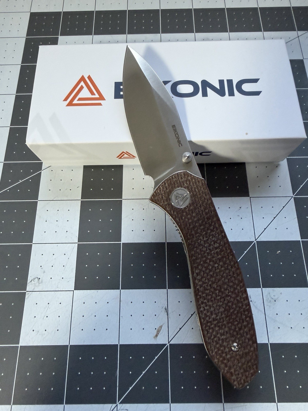 EIKONIC Kasador 2.75" Folding Knife, D2 Blade, Brown Canvas Micarta - 331SBR