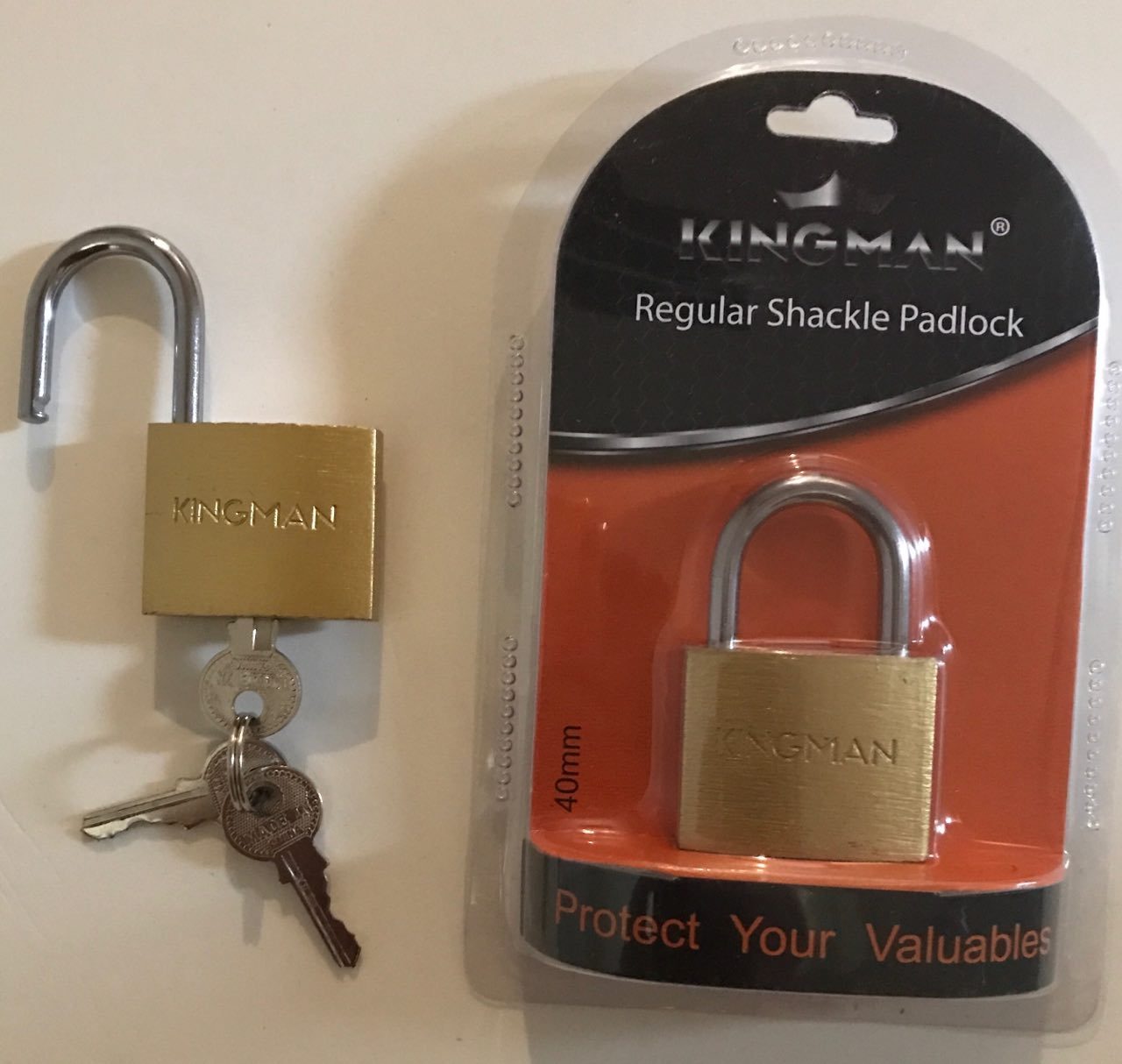 40mm Kingman Regular Shackle Padlock-3keys- Protect/Secure Your Valuables