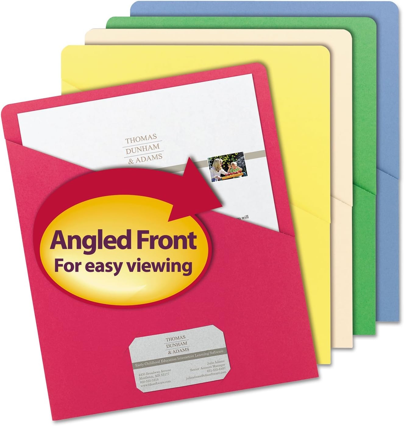 Slash Jacket, Letter Size, Assorted Colors, 25 per Pack (75425)