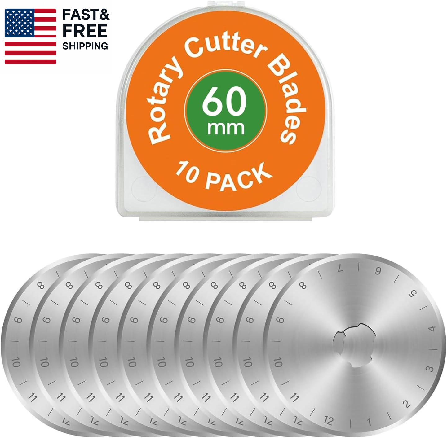 60Mm Rotary Cutter Blades 10 Pack SKS-7 Steel, Sharp Durable Replacement Blades