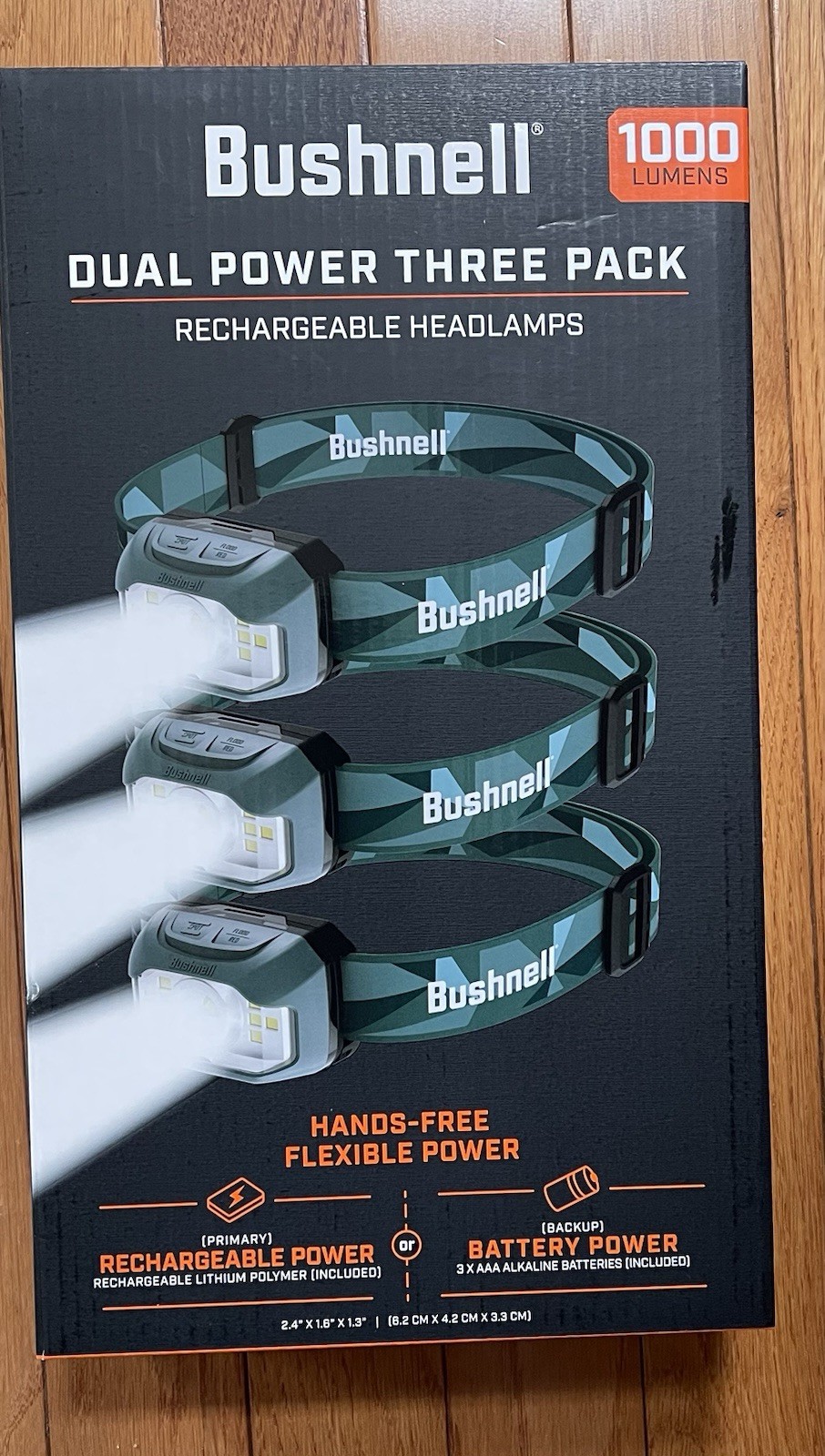 BUSHNELL RECHARGEABLE DUAL POWER THREE PACK HEADLAMP 1000 LUMEN LAMP FREE SHIP