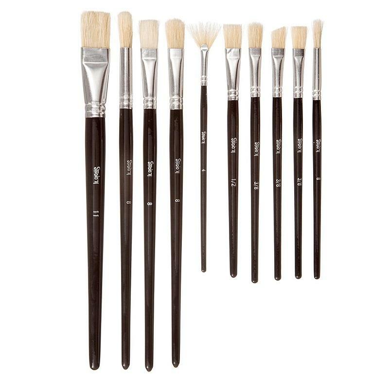 Studio 71 Oil Paint Bristle Brush Set 10/pk Flat Round Fan Angular 30052084