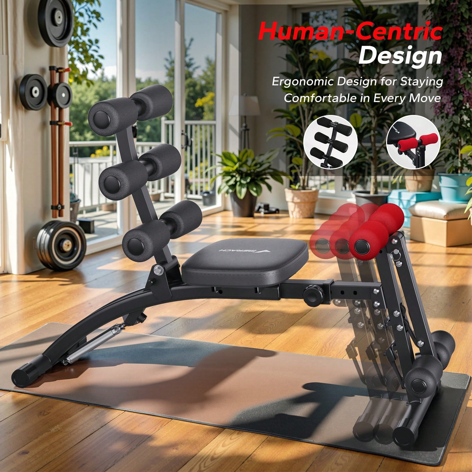 MERACH Ab Machine, Multi-Functional Adjustable Ab Trainer, Ab Workout Bench-FGQA