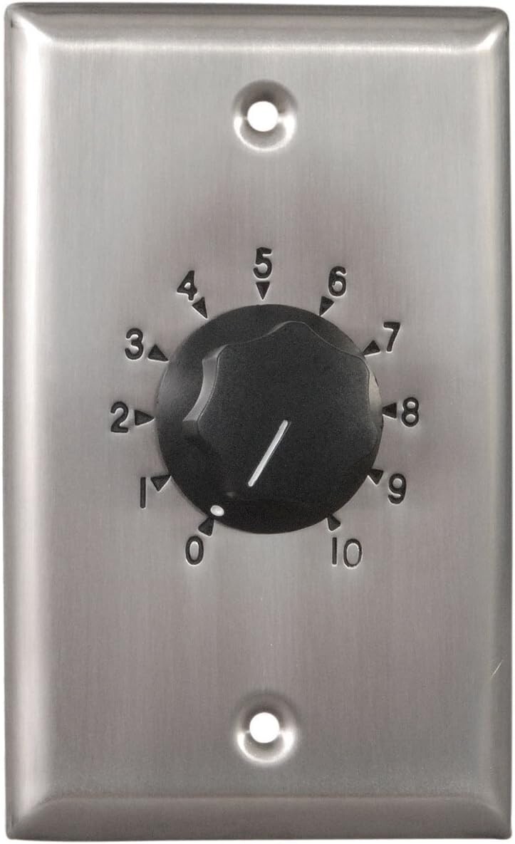 Atlas AT100 Commercial Attenuator 100 Watt Single Gang Stainless Steel 70.7V