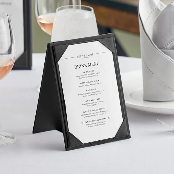 4x6 10pc Double-Sided Menu A-Frame Holder Tent Restaurant Cafe Black Leather