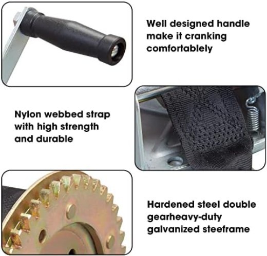 Ergonomic 1600lbs Winch with Durable Nylon Strap - Perfect for Boats & Trailers