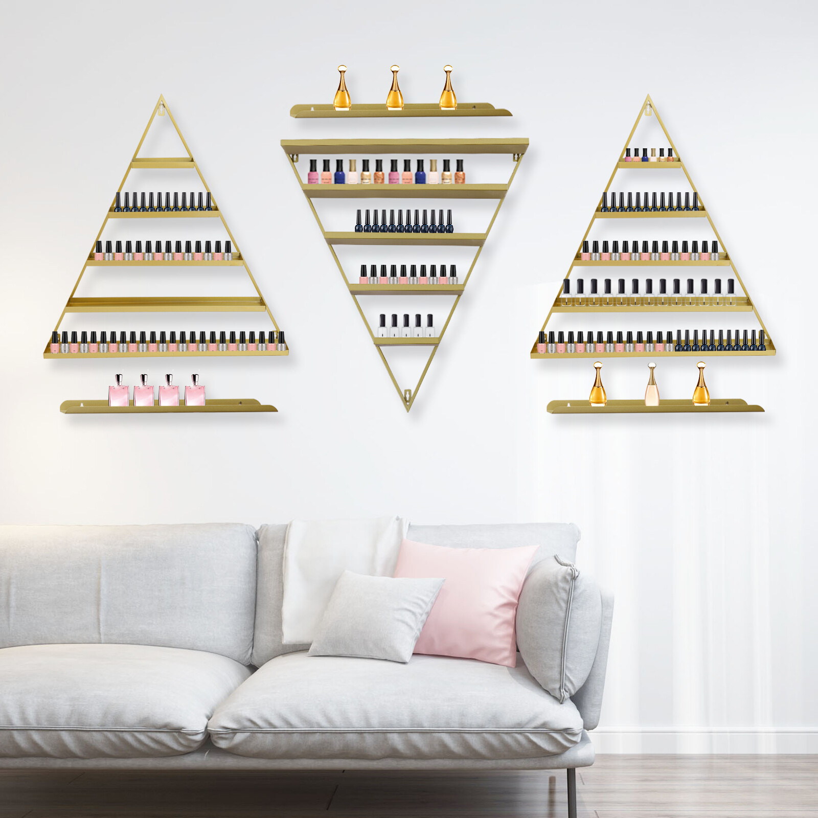 Wall-mounted 5-tier Salon Nail Polish Display Rack Cosmetics Display Shelves NEW