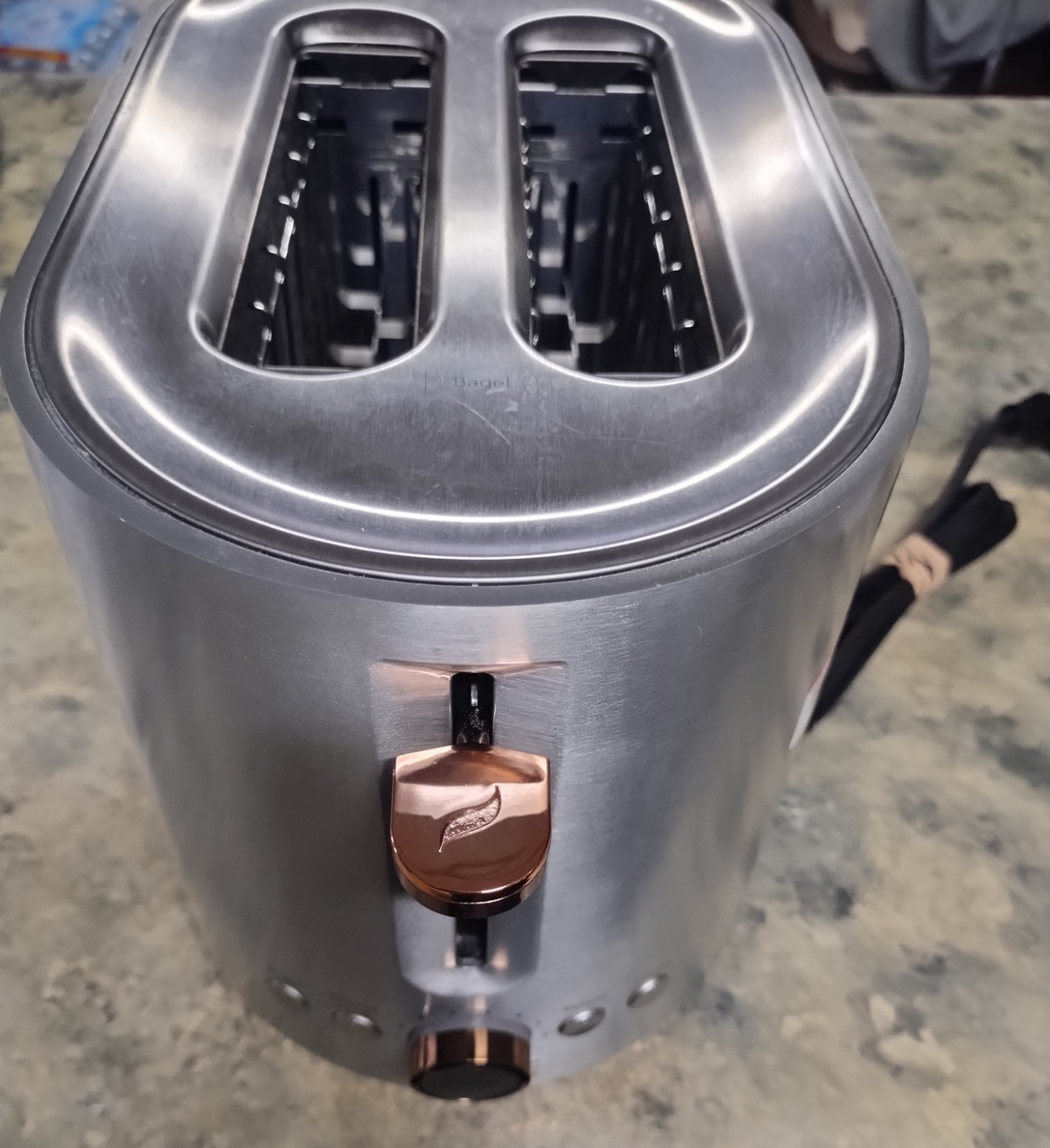 Cafe Brushed Stainless Steel 2 Slice Toaster Extra Wide Slots Excellent Cond