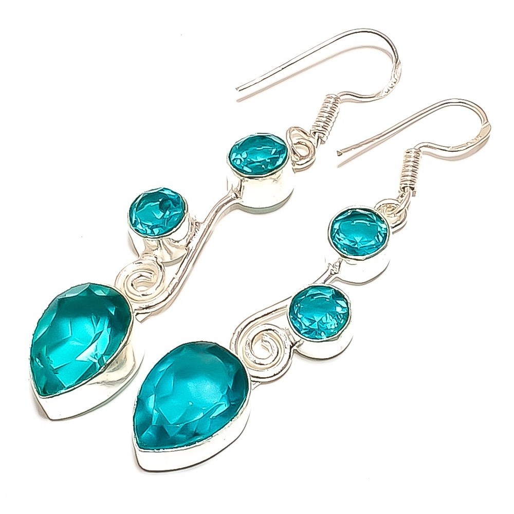Anniversary Gift For Her Natural Tourmaline Drop/Dangle Earrings 925 Silver