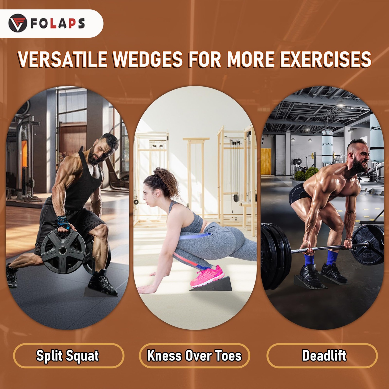 Squat Wedge Block with Guide for Heel Elevated Squat Weightlifting Slant Boar...