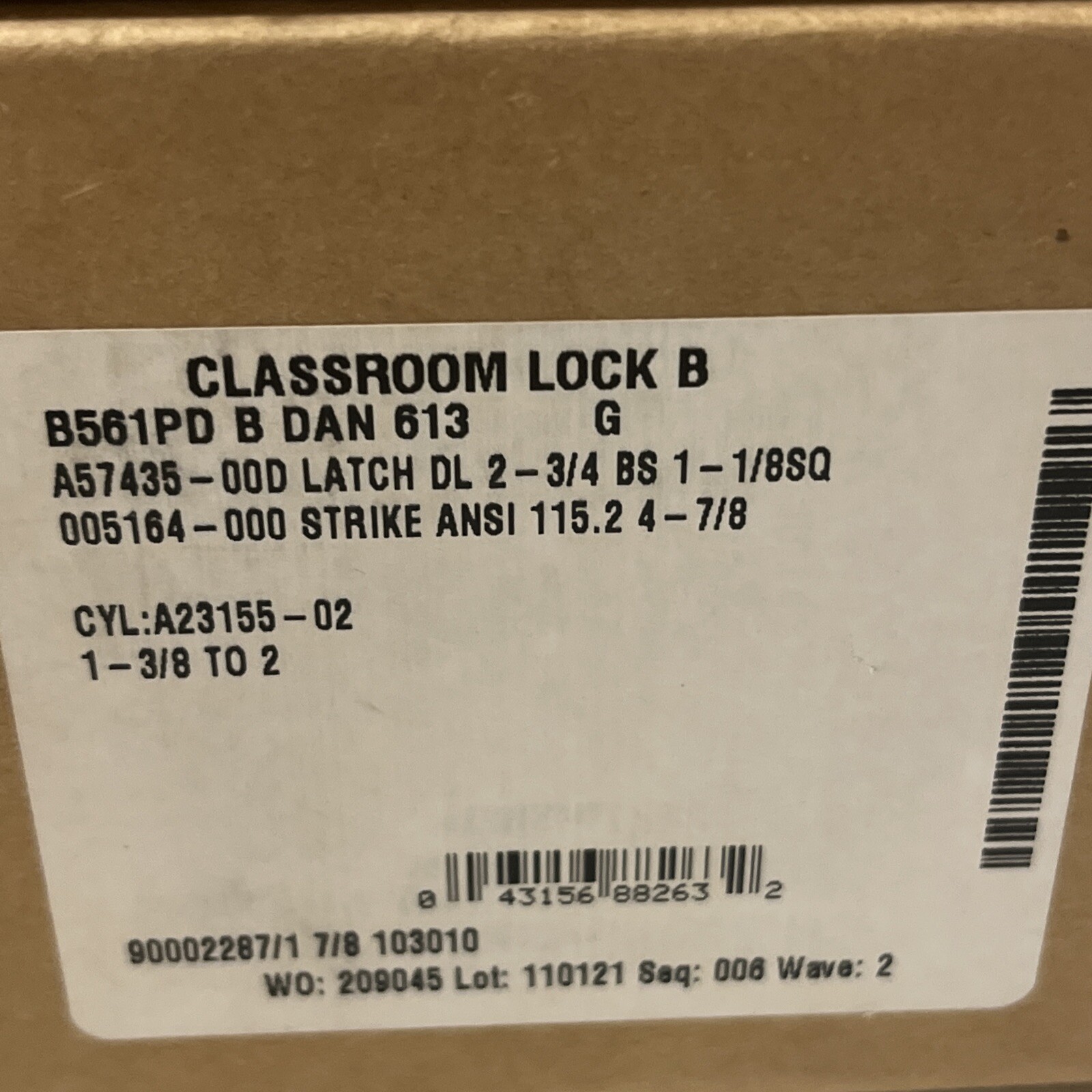 FALCON Classroom Lock B561PD B DAN 613 G