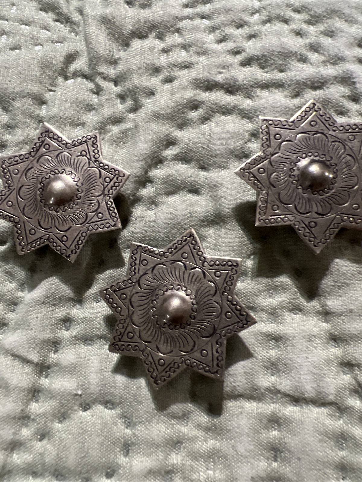 Lot of three button covers silver Ecthed
