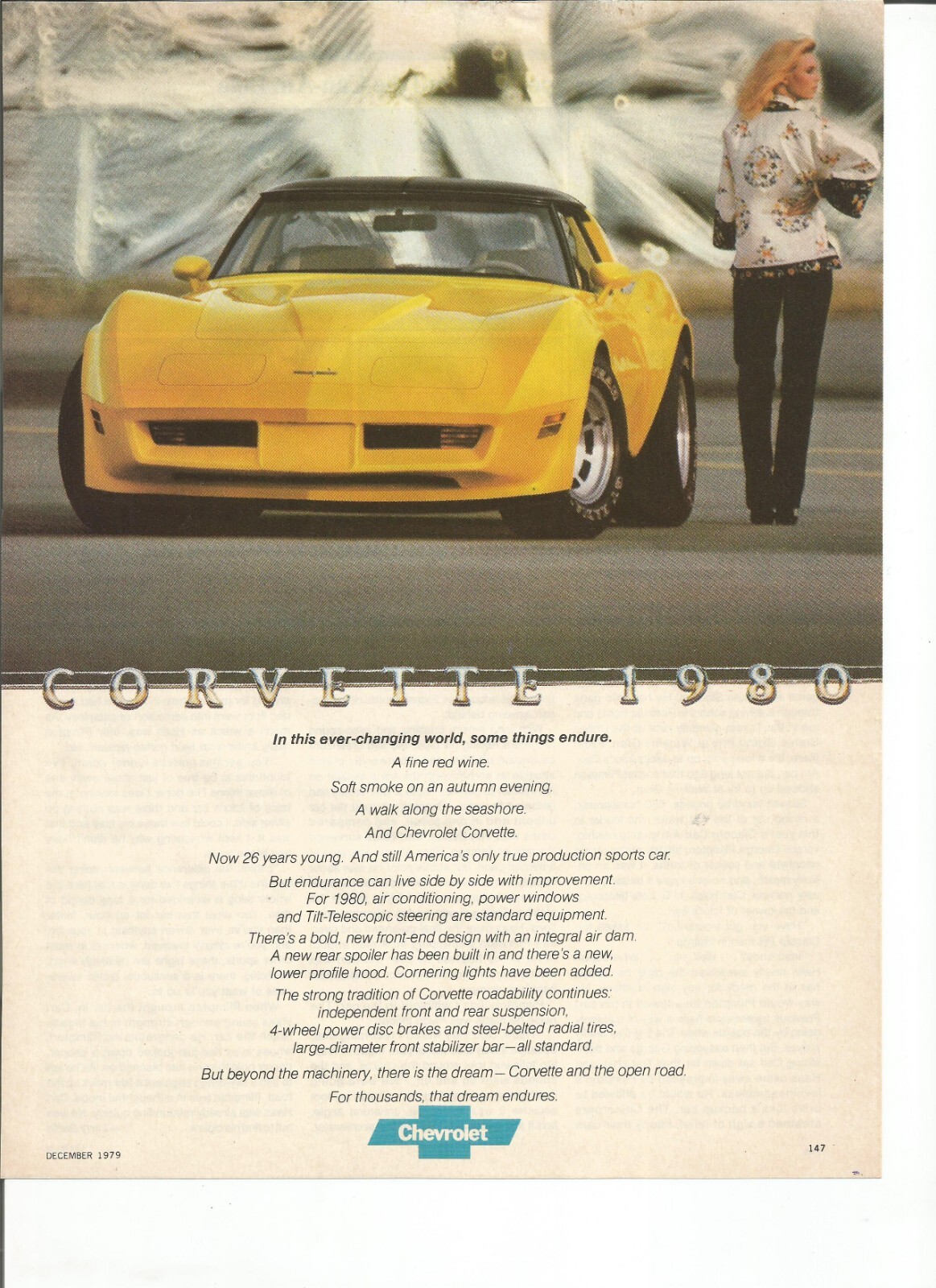 1980 Chevrolet Corvette vintage print ad: "In this ever-changing world, some..."