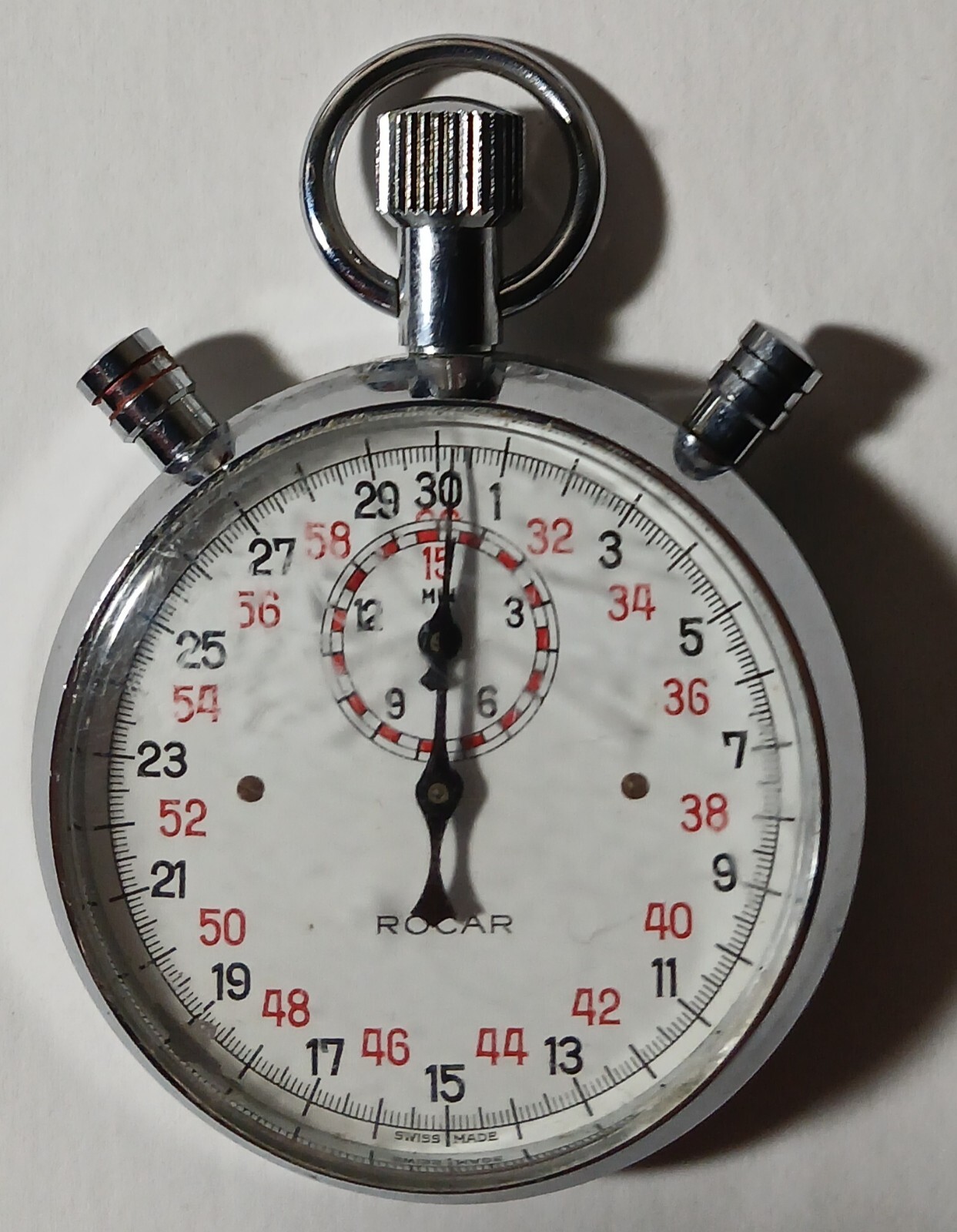 Vintage Rocar Swiss Made Stop Watch WORKING See Photos For Best Description