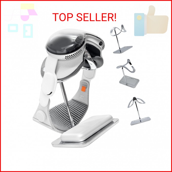 Macally Apple Vision Pro Stand with Battery Holder - Premium Heavy Duty Base for