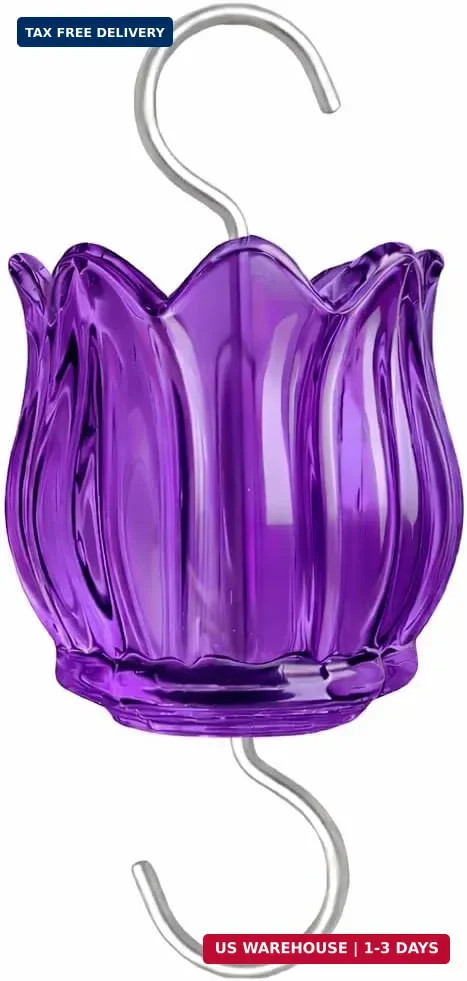 Glass Ant Moat for Hummingbird Feeder - 3 OZ Purple Tulip Insect Guard with Larg