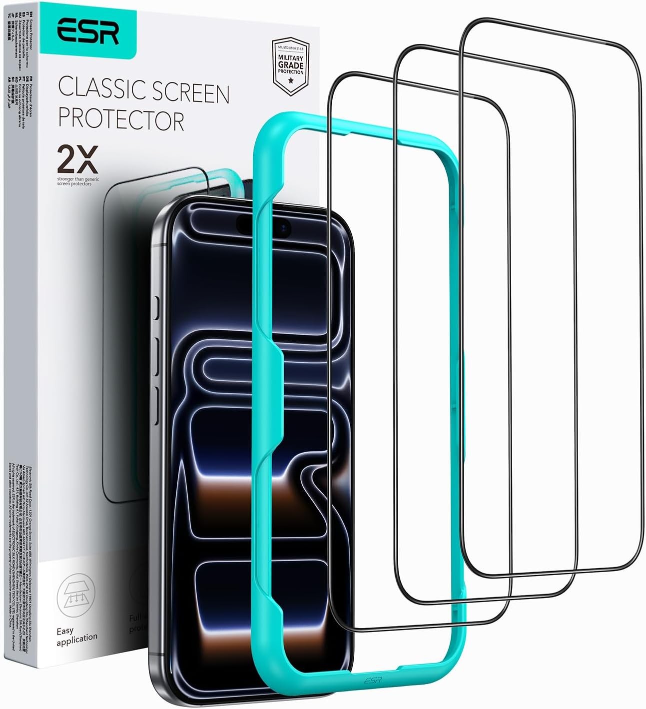 ESR Screen Protector iPhone 12 12 Pro HD Clear Glass 3 Pack Bubble Free Shield