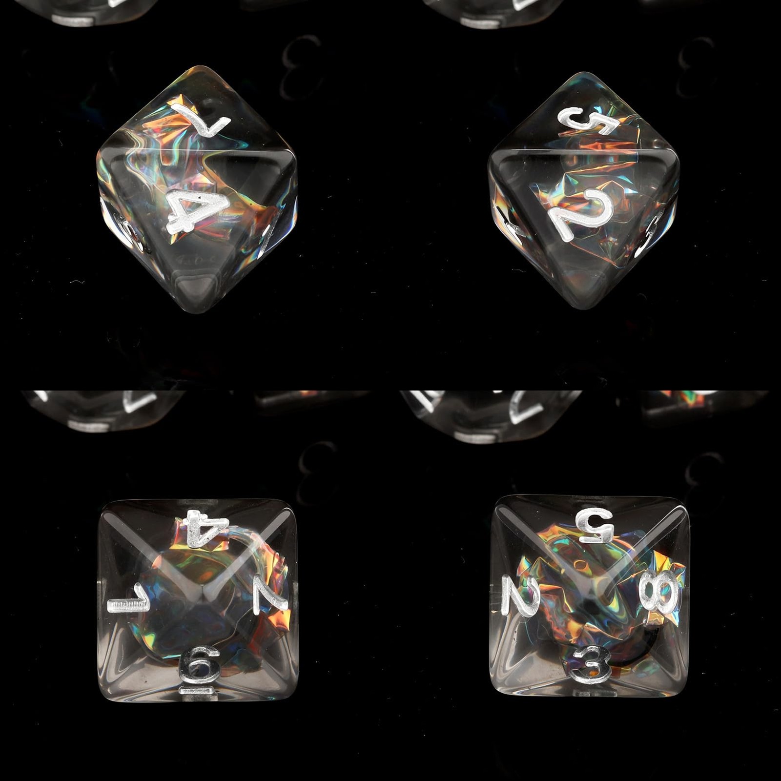 Haxtec DND Dice Set 7PCS Polyhedral D&D for Black Gold Silver