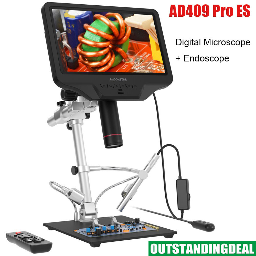 Andonstar AD409 Pro ES Digital Microscope with Endoscope for Electronics Repair-