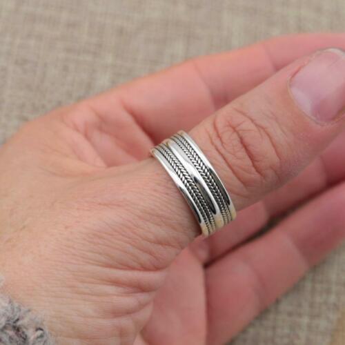 925 Sterling Silver Bali design Band Ring Balinese 9 MM Handmade Ring Statement