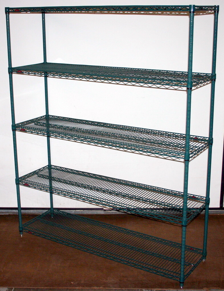 METRO SUPER ERECTA 5 SHELF GREEN ANTIMICROBIAL SHELVING RACKS RACKING 1860-56NK3