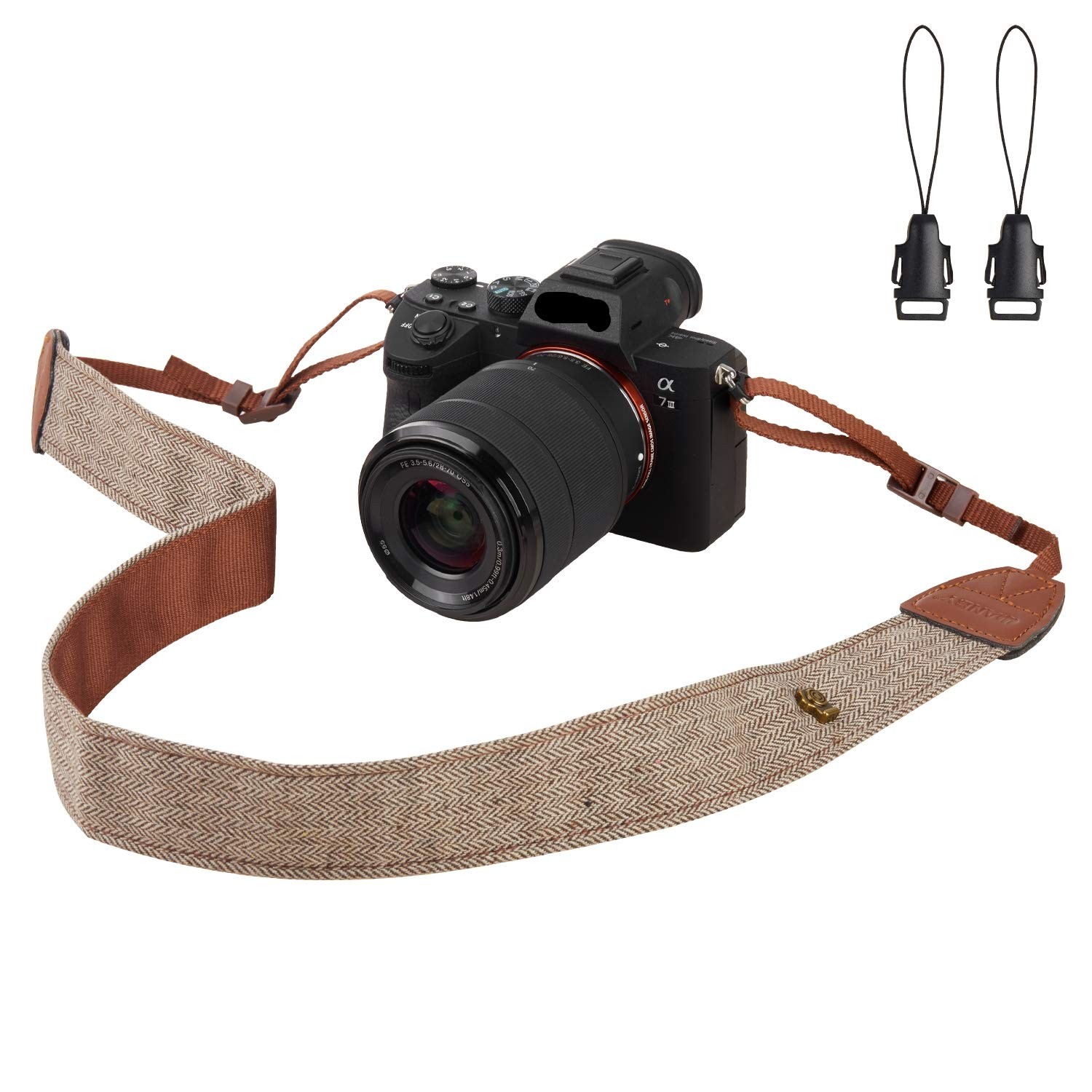 WANBY Camera Strap Canvas Brown Shoulder with Quick Brown,