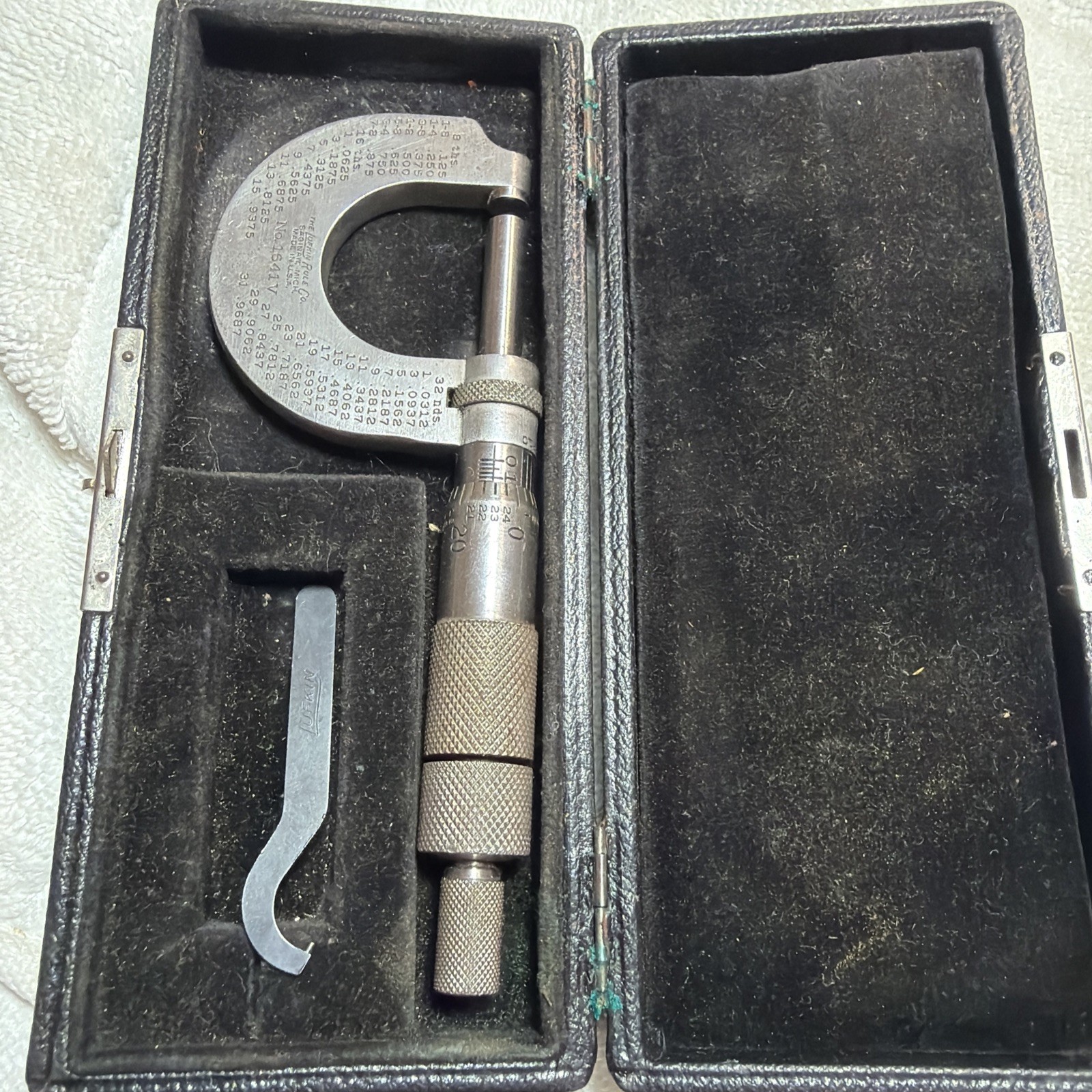 Vintage Lufkin Rule No. 1641v Outside Micrometer (0-1") w/Wrench & Case USA