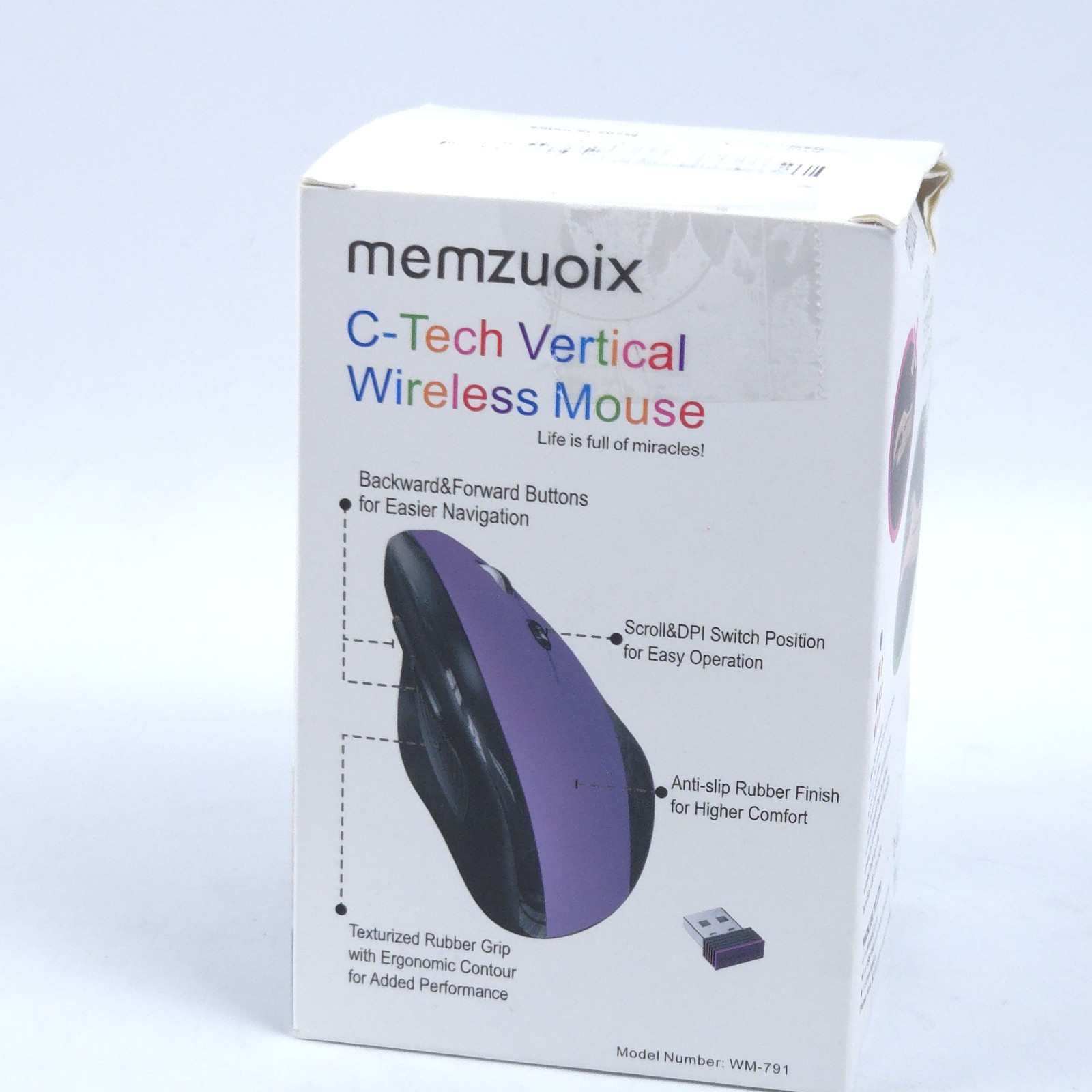 Wireless Vertical Mouse Ergonomical Adjustable DPI Reduce Forearm Strain