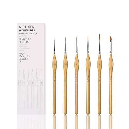 6Pcs Miniature Paint Brushes Set with Triangular Handles - for Acrylics, 6PCS