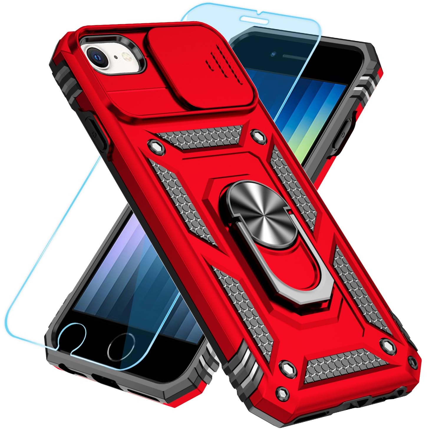 SunStory Compatible with iPhone SE 2022/2020/3rd/2rd / 6/7/8 Case HD Red