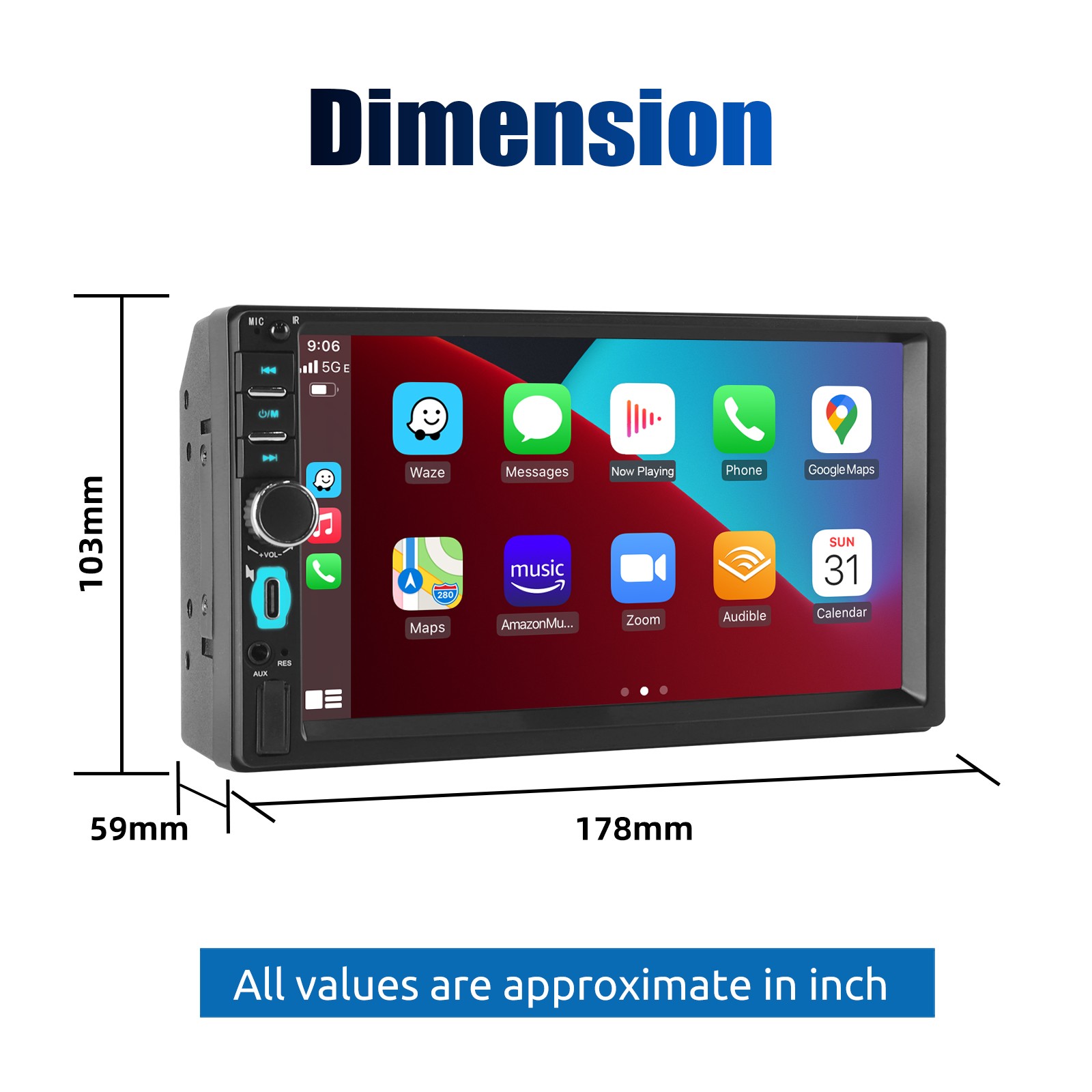 7 Inch Double 2 Din Car Stereo Radio For Apple CarPlay Android Auto Multimedia