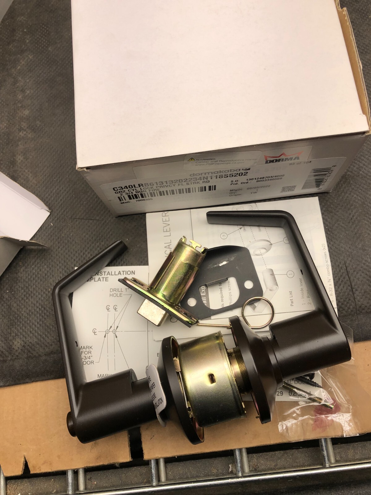 DORMA DORMAKABA GR2 CYL LOCK PRIVCY FL STRK RD 2 3/4 NON FIRE