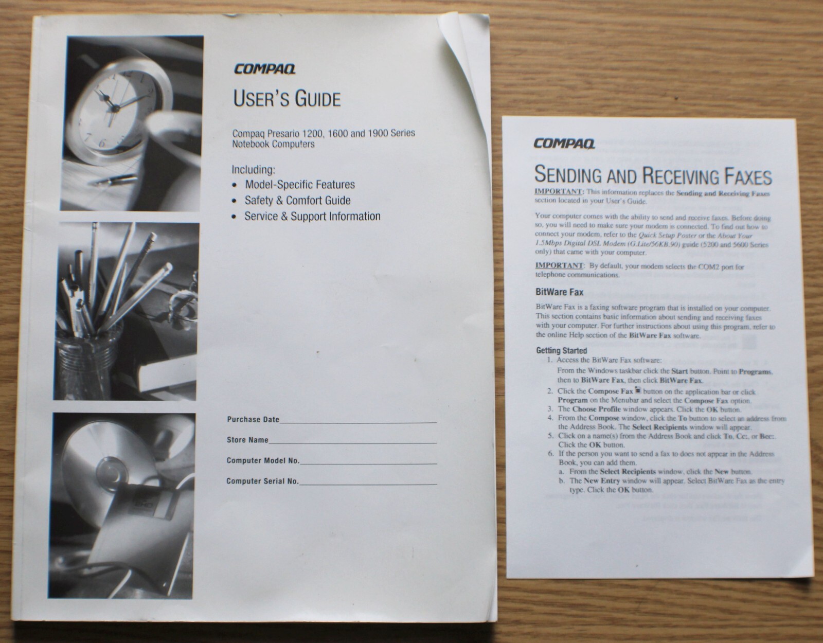 Compaq User's Guide, Presario 1200, 1600, 1900 Series Notebook Computers 1998