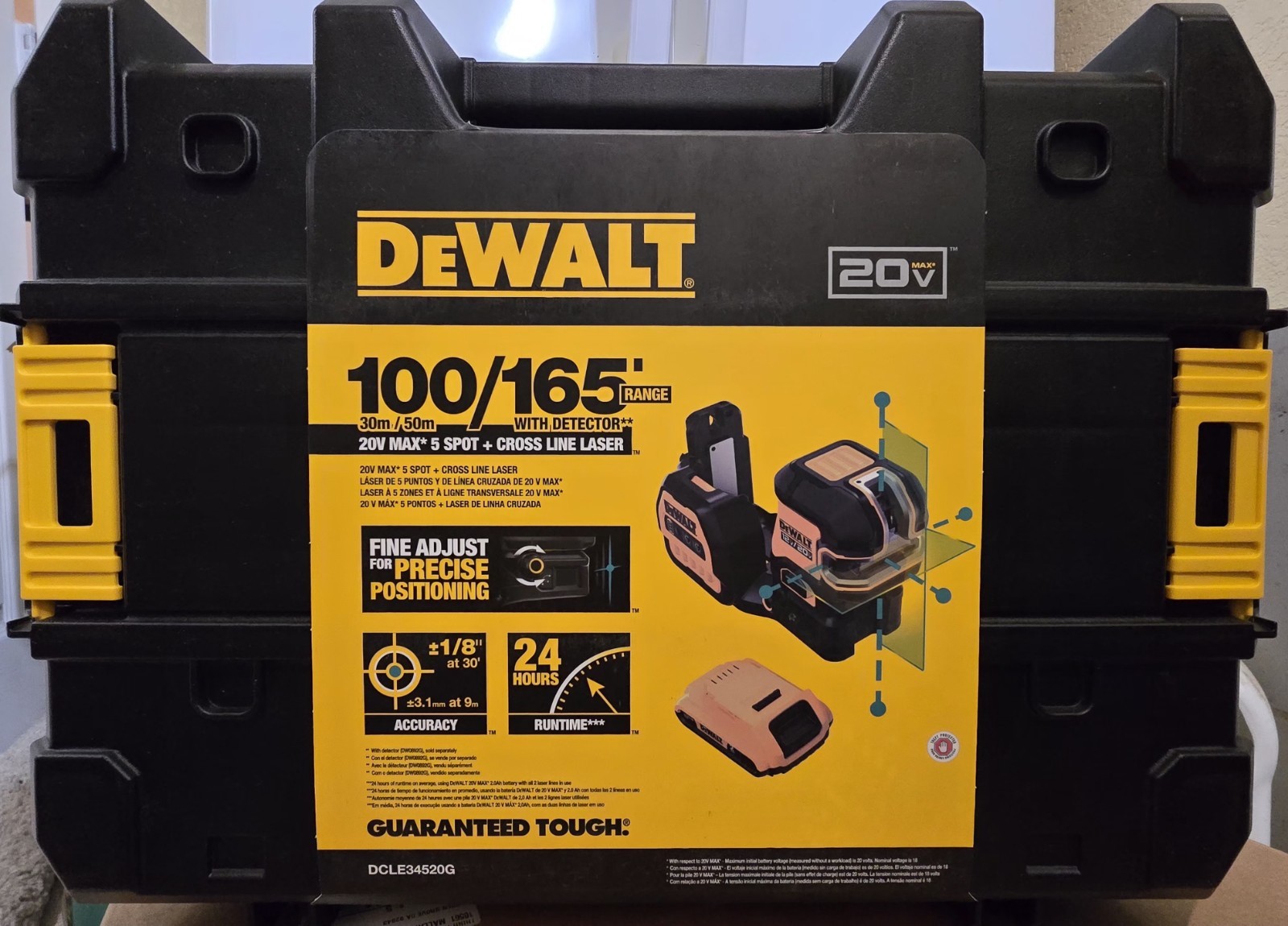 20V Cross line 5 Spot Combo Laser Kit w/ Battery By Dewalt DCLE34520G