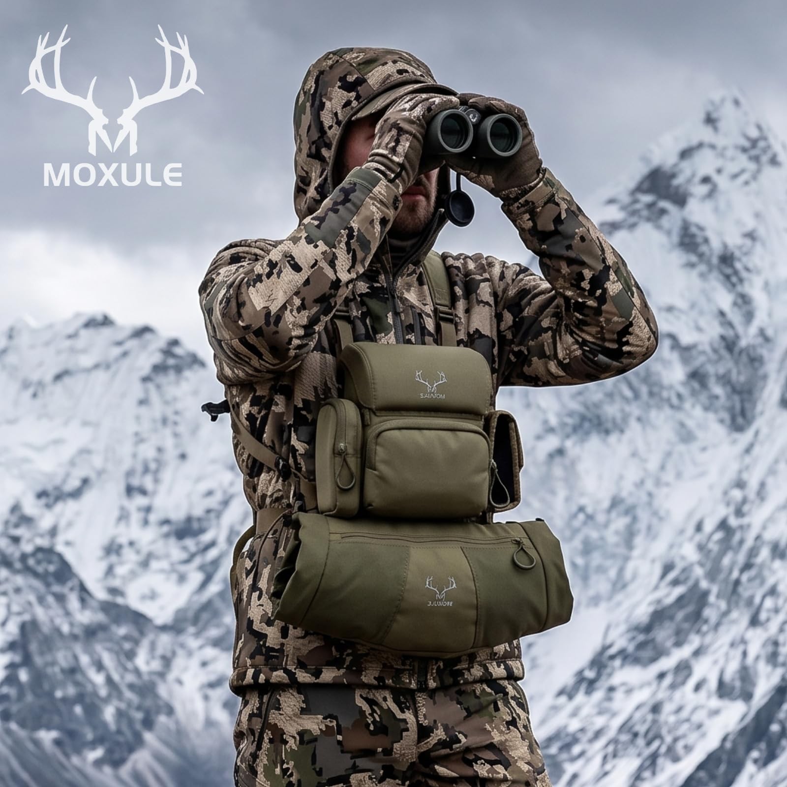 MOXULE Binocular Harness Chest Pack: Bino Case with One Size Fits Most, Green
