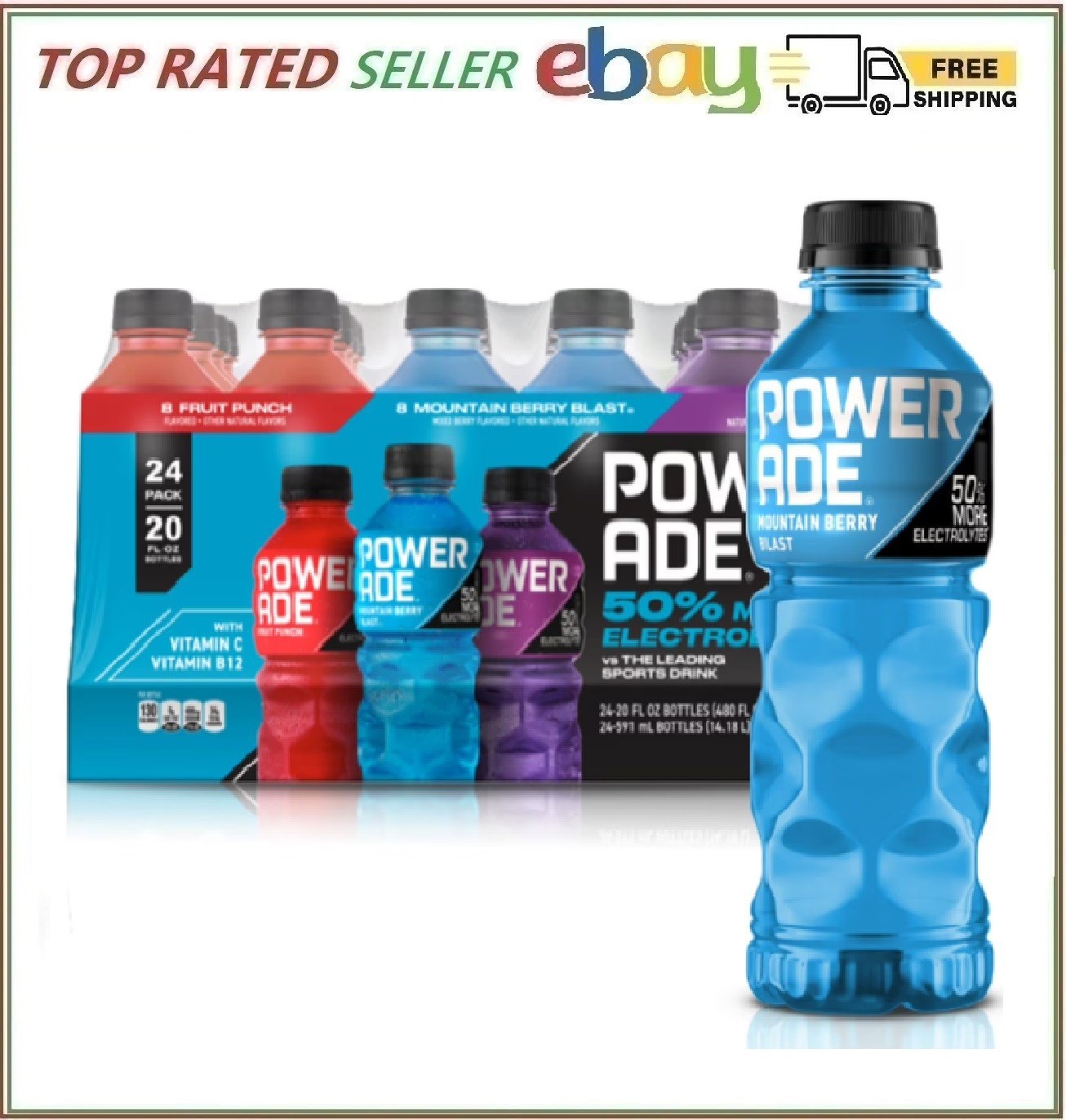 POWERADE Variety Pack Bottles, 20 fl. oz., 24 pk.