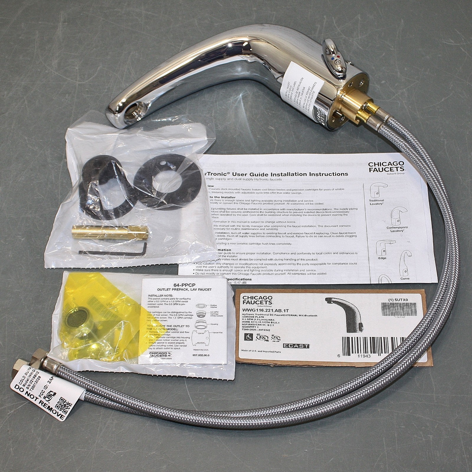 Chicago Hytronic Bathroom Sensor Faucet WWG116.221.AB.1T, Single Hold Deck Mount