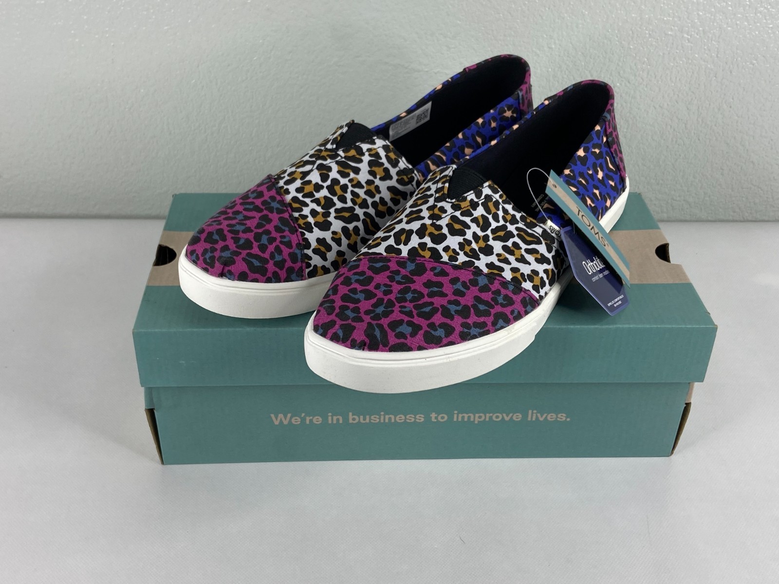 Toms Women Alpargata Cupsole Slip On Shoe Colorful Leopard Print Casual NWT
