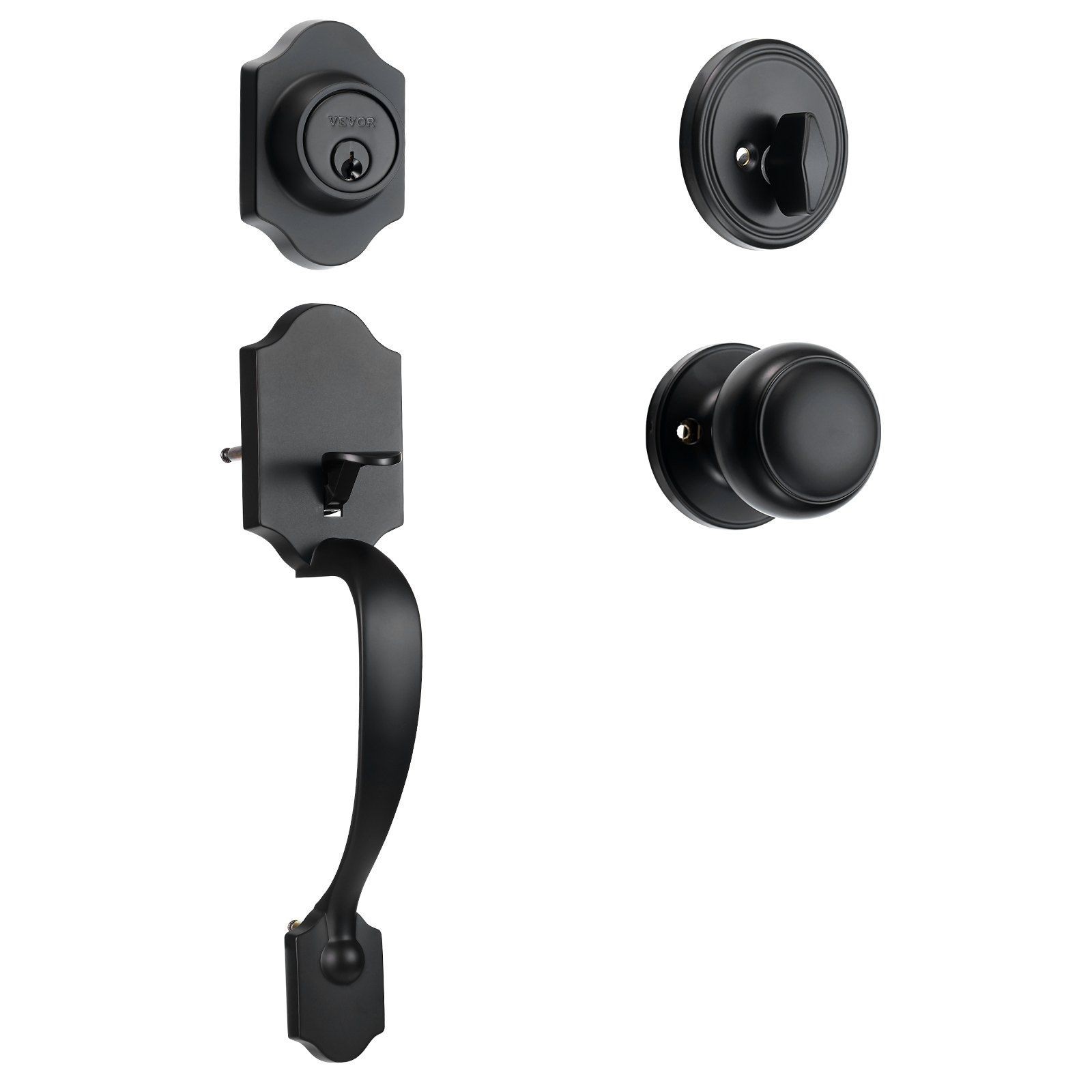 Secure Entry Handleset 7-11/16-8-13/16in Adjustable Matte Black Coating