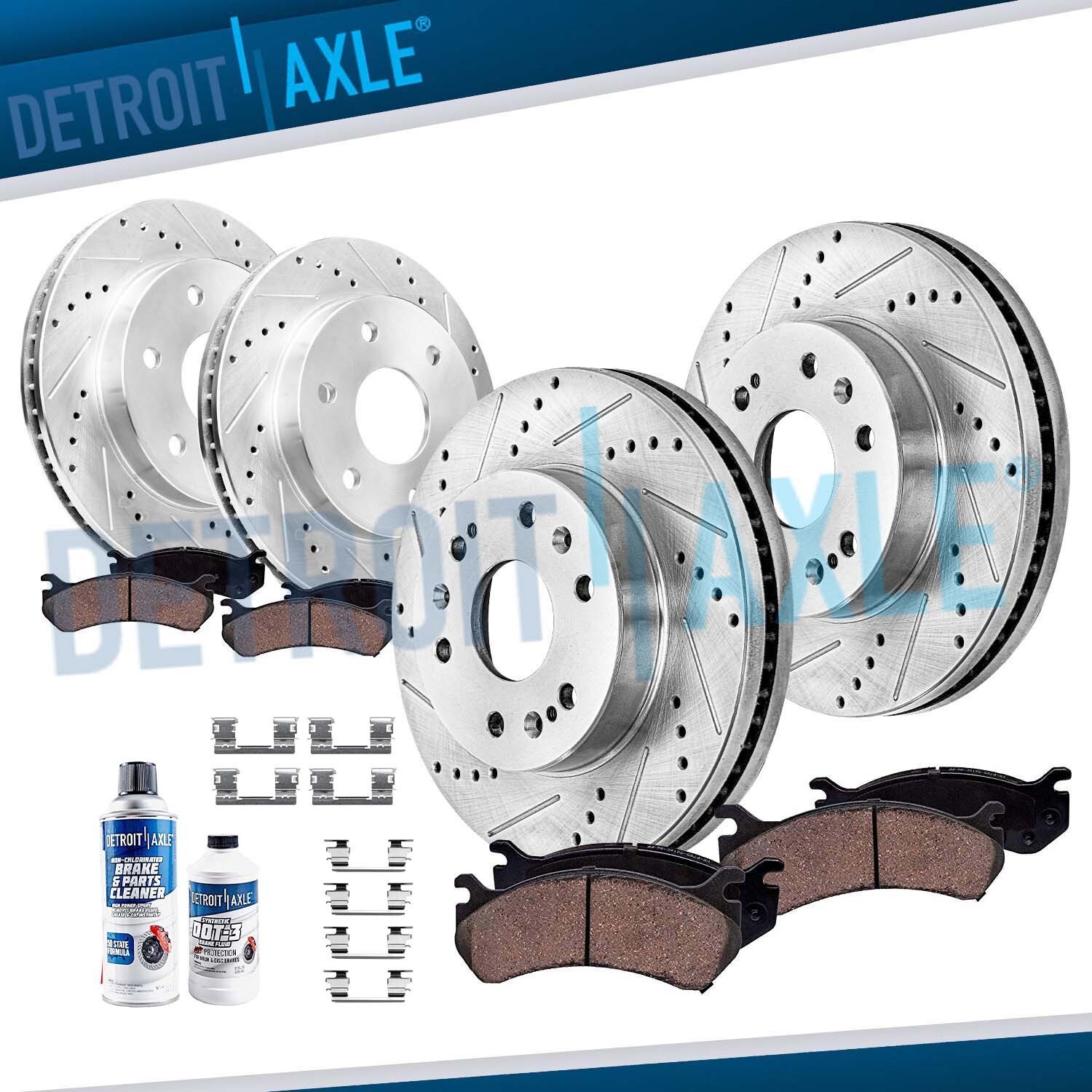 Front Rear Drilled Rotors Brake Pads for 2009 - 2014 Chevy Express Savana 1500