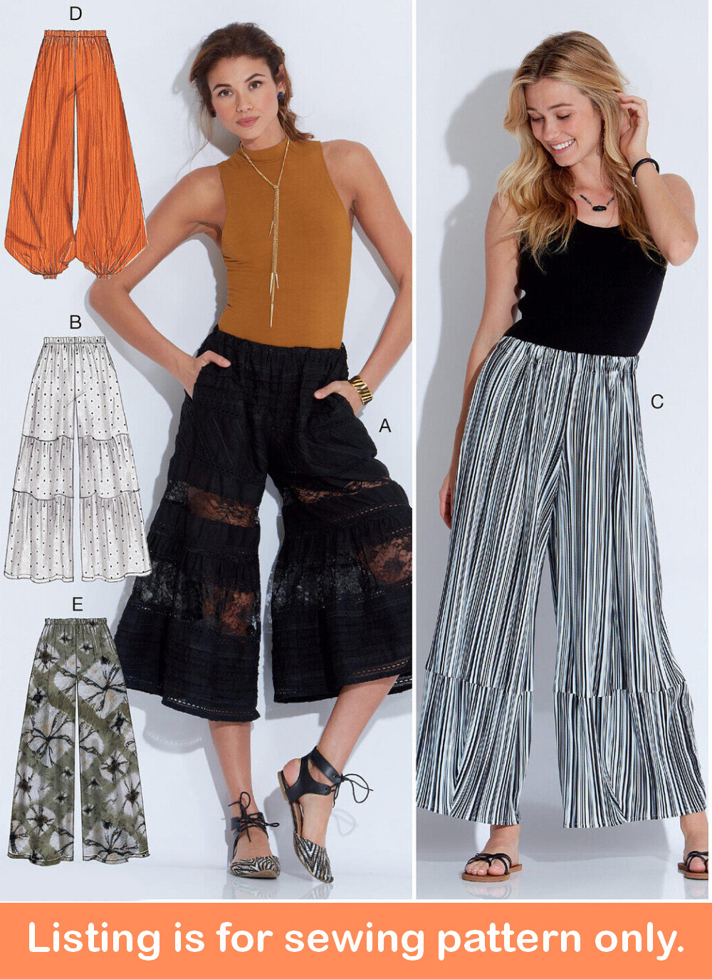 SEWING PATTERN Sew Women Clothes - Pants Harem Palazzo Beach Boho Plus Size 7576