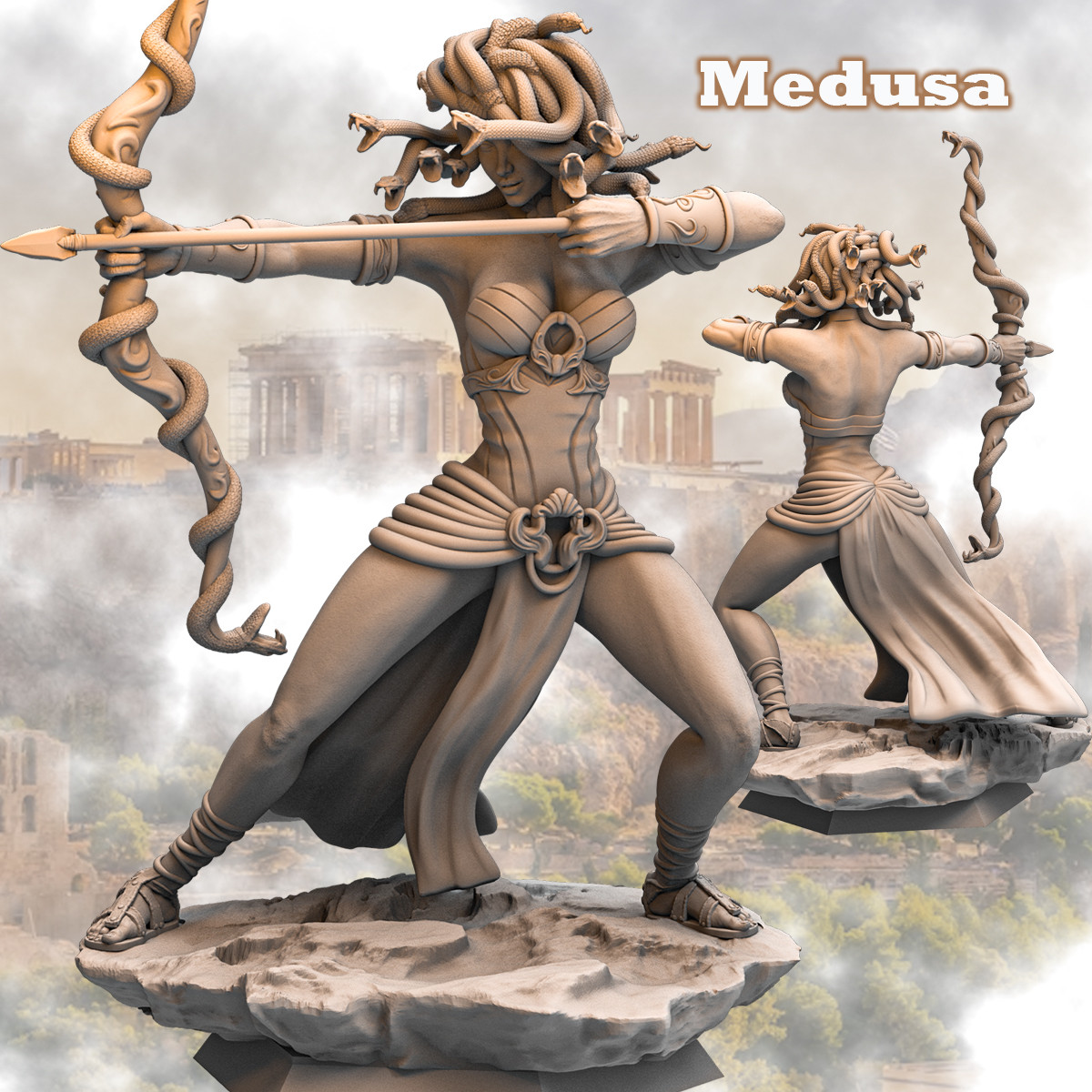 Dungeons and Dragons - 75mm Character - Female Medusa - Ranger, Fighter, Rogue