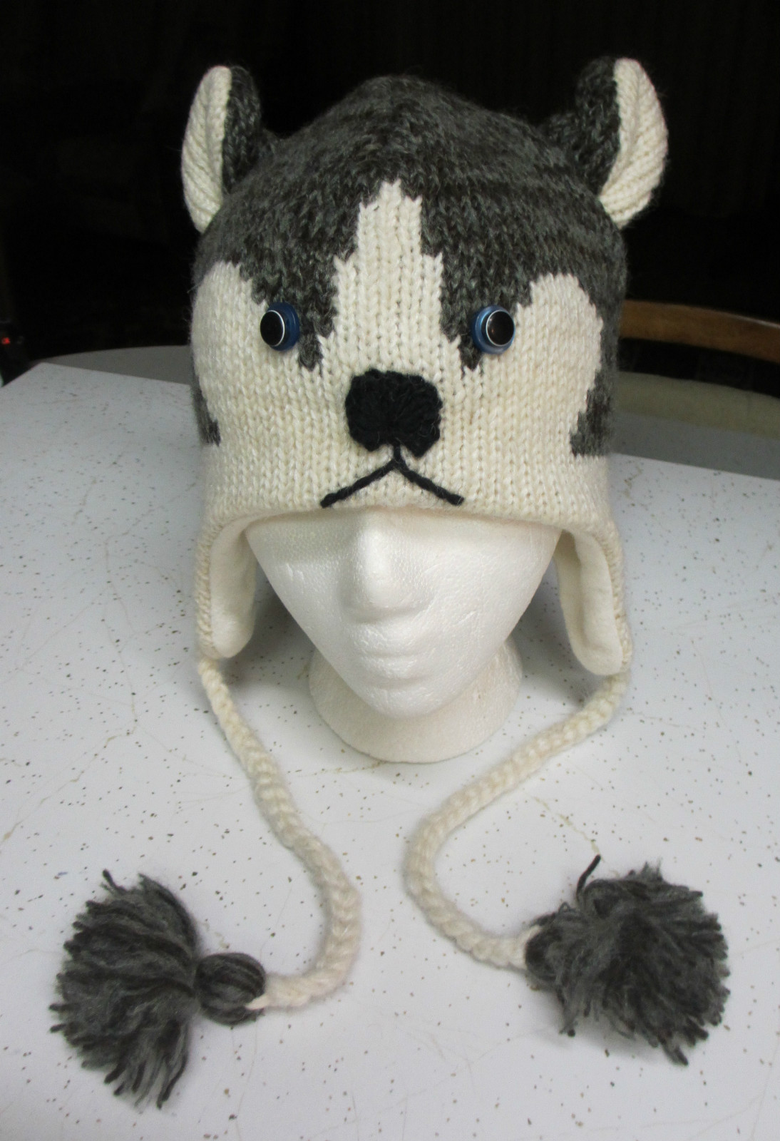 HUSKY HAT Halloween costume ADULT dog LINED Alaskan malamute dog picture on cap